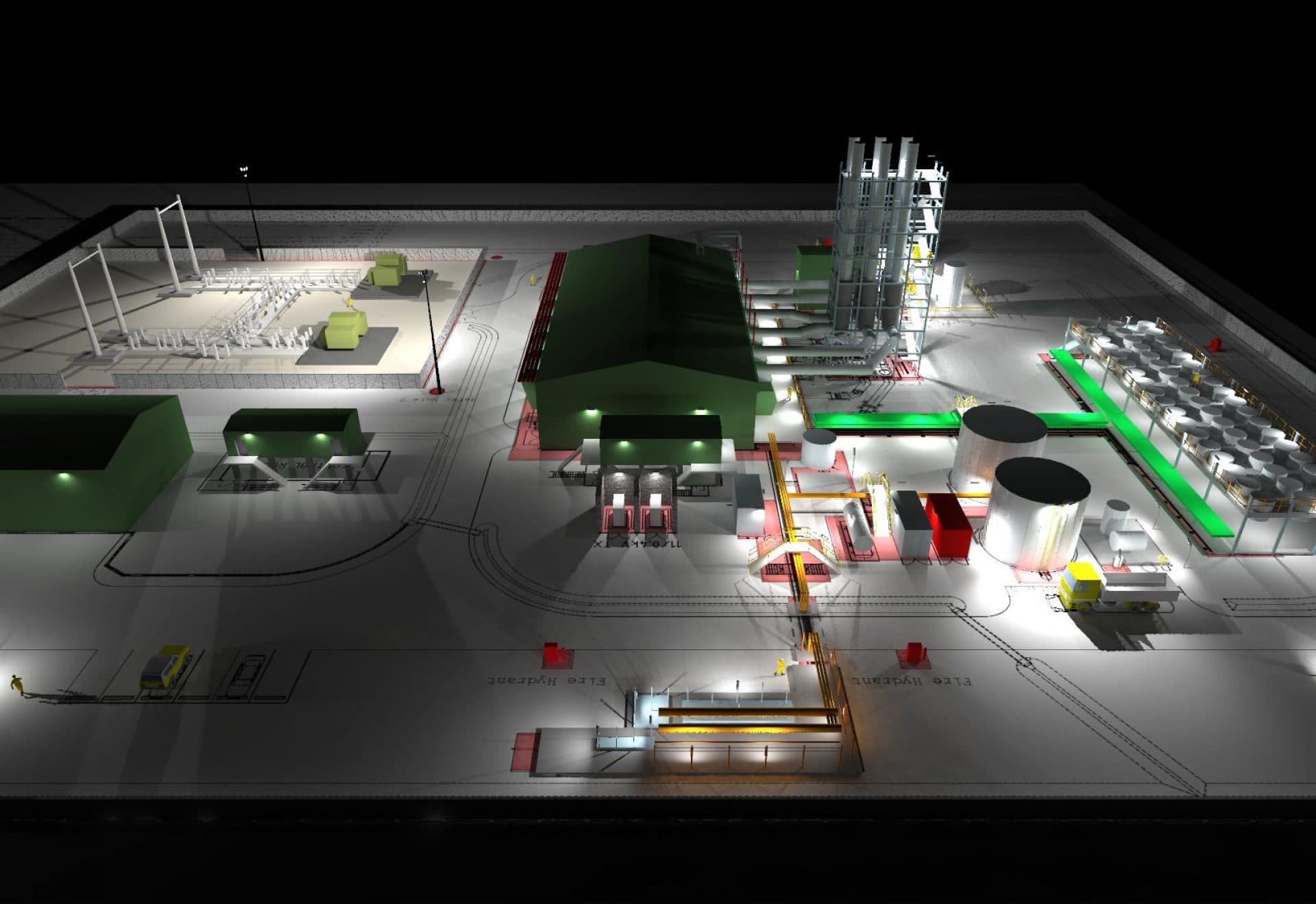 3D lighting design of a power station