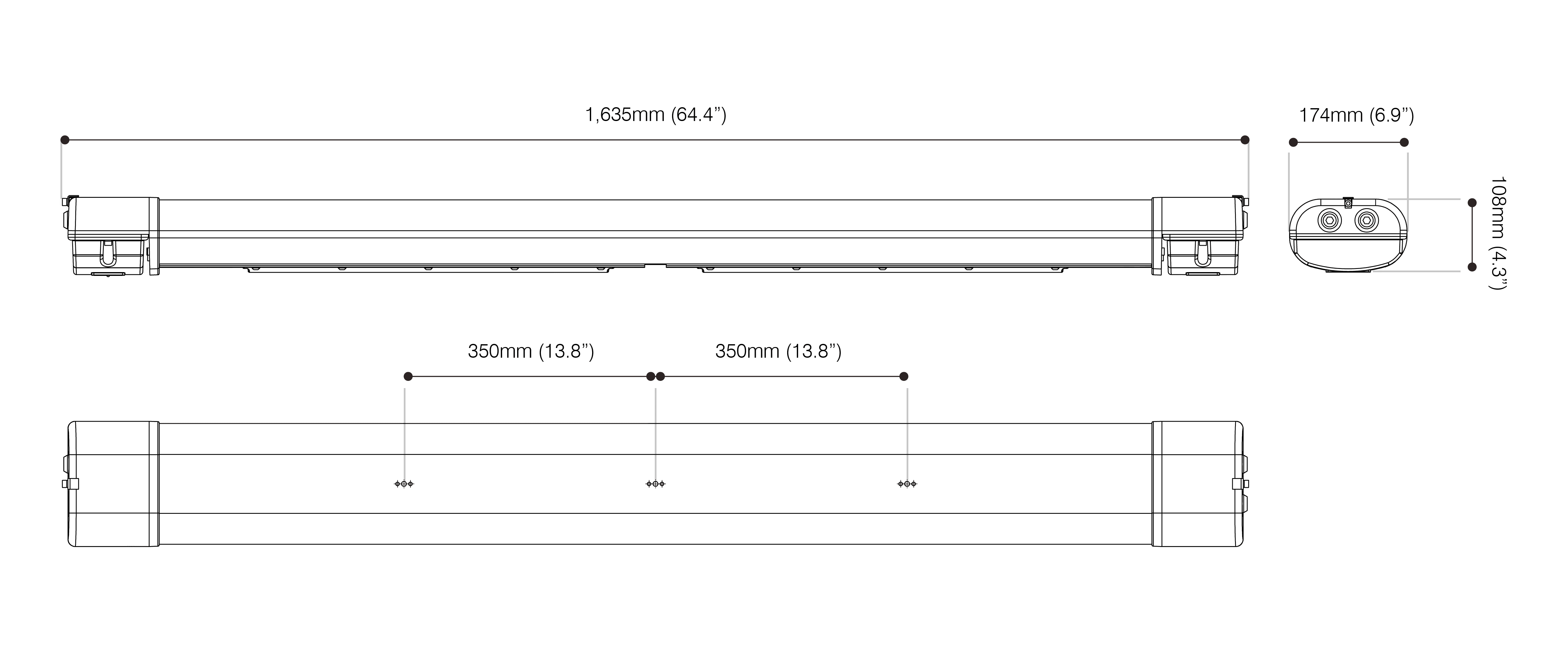 SPARTAN Linear W168-1500 Dimensions